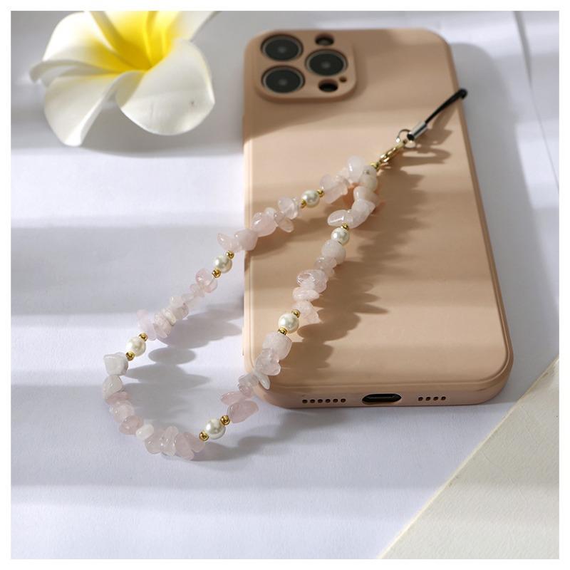 Kreativní personalizované menšiny Kreativní korálkový přívěsek na mobilní telefon Nové dámské oblečení Přírodní kámen Ametyst Štěrkový Šňůrka na mobilní telefon