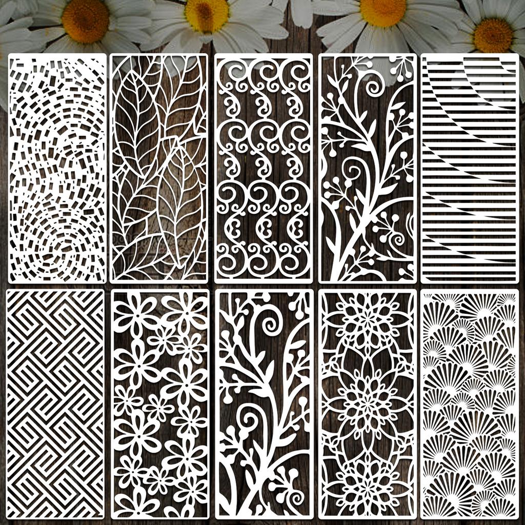 10 Sheets/set, Floral Patterns, Hollowed Out Painting Templates, Hand Drawn By Children and Students, DIY Patterns, Graffiti Copying, Auxiliary Tools