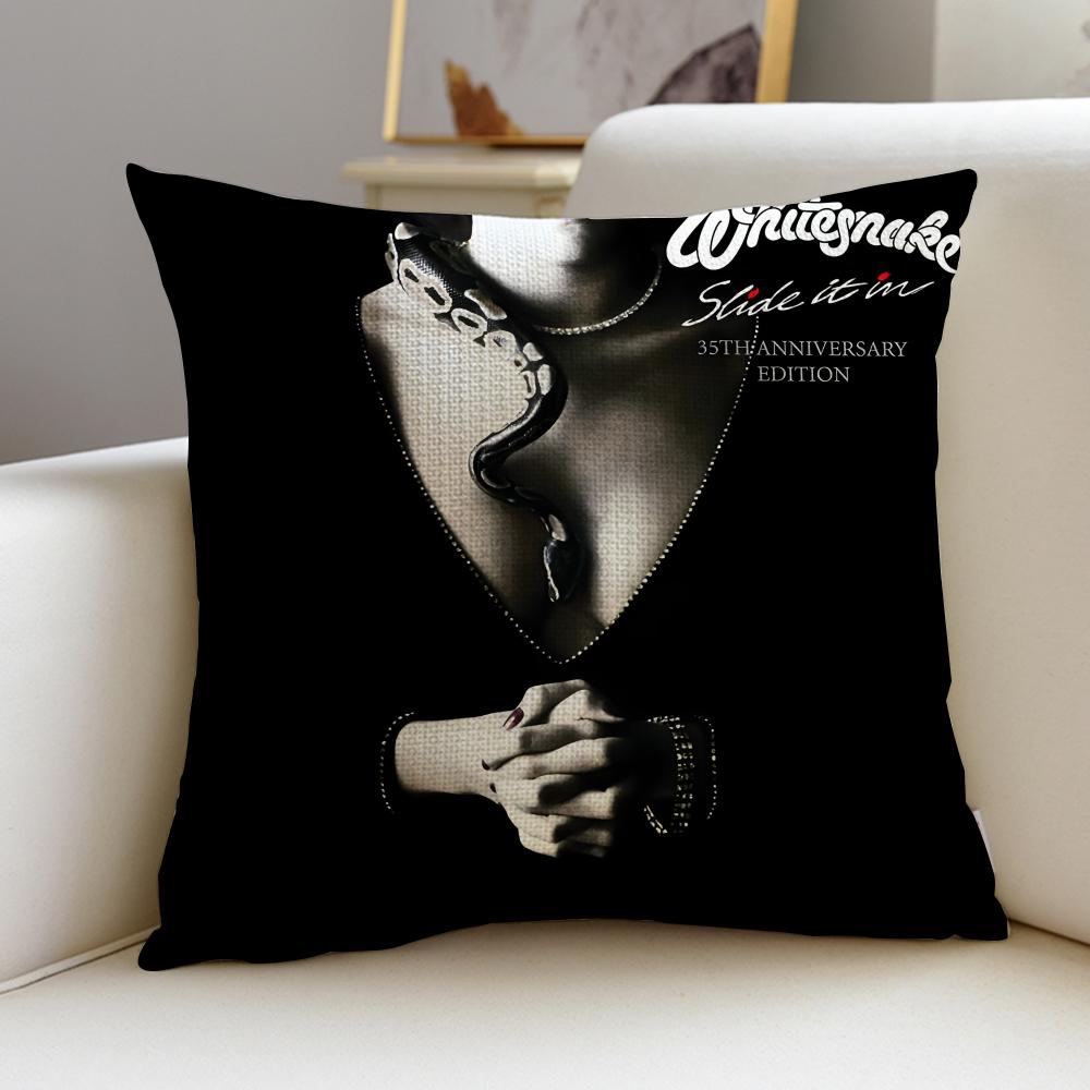 Rock WWhitesnakeS Cushion Cover Breathable and Skinfriendly Linen Pillowcase Square Removable and Washable Cushion