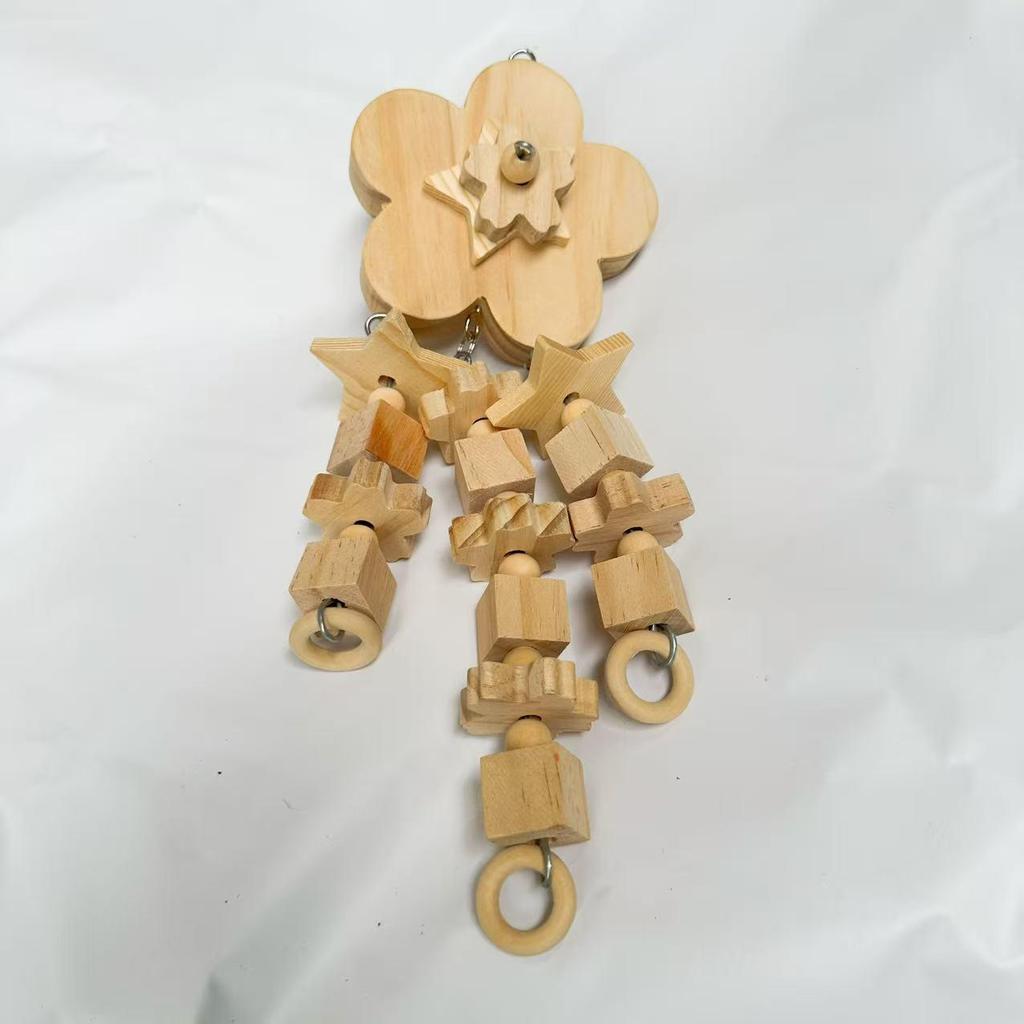Flower-Shaped Wooden Chew Skewer Toy for Parrots