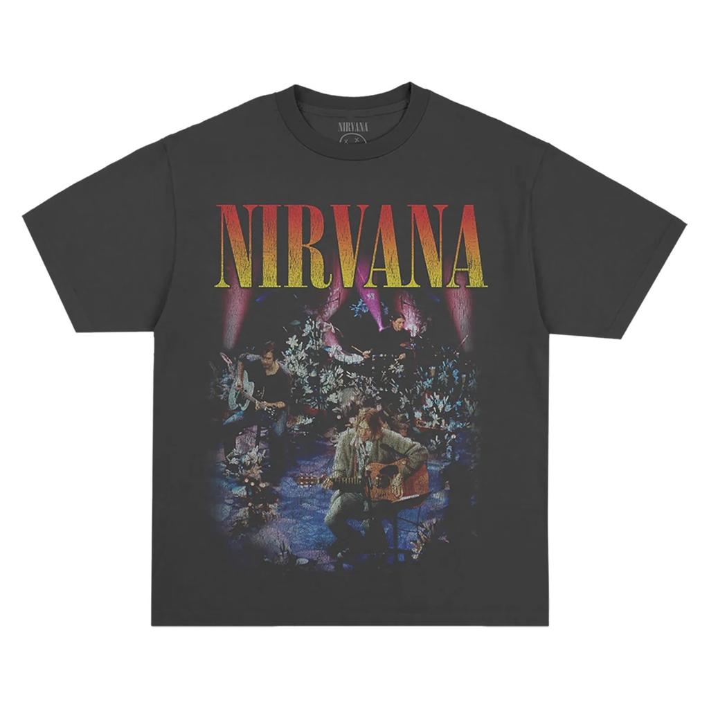 Nirvana Big Logo Classic Smiley Face T-Shirt 90s Grunge Rock Vintage Black Unisex Oversized Black Oversized Women And Men T-shirts