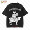 My Food Pyramid Carnivore Bbq Cow Pig Chicken Vintage Oversized TShirt ZO