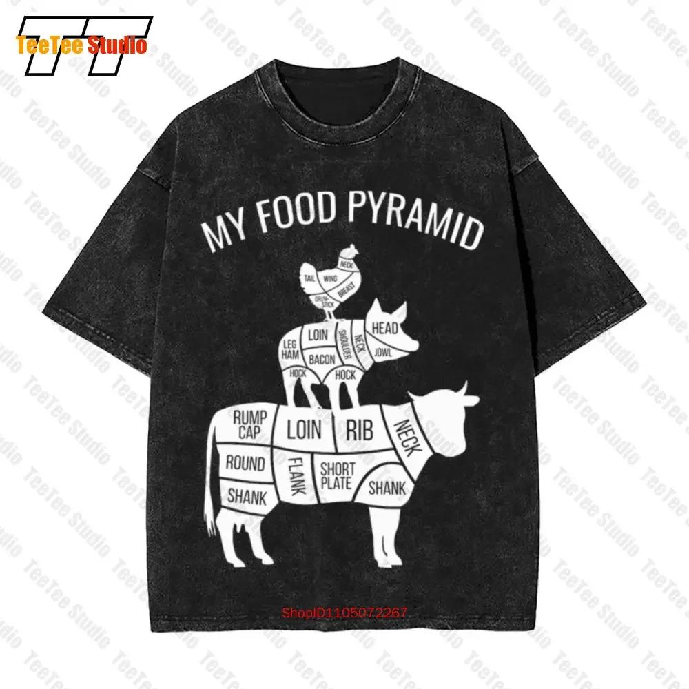 My Food Pyramid Carnivore Bbq Cow Pig Chicken Vintage Oversized TShirt ZO S