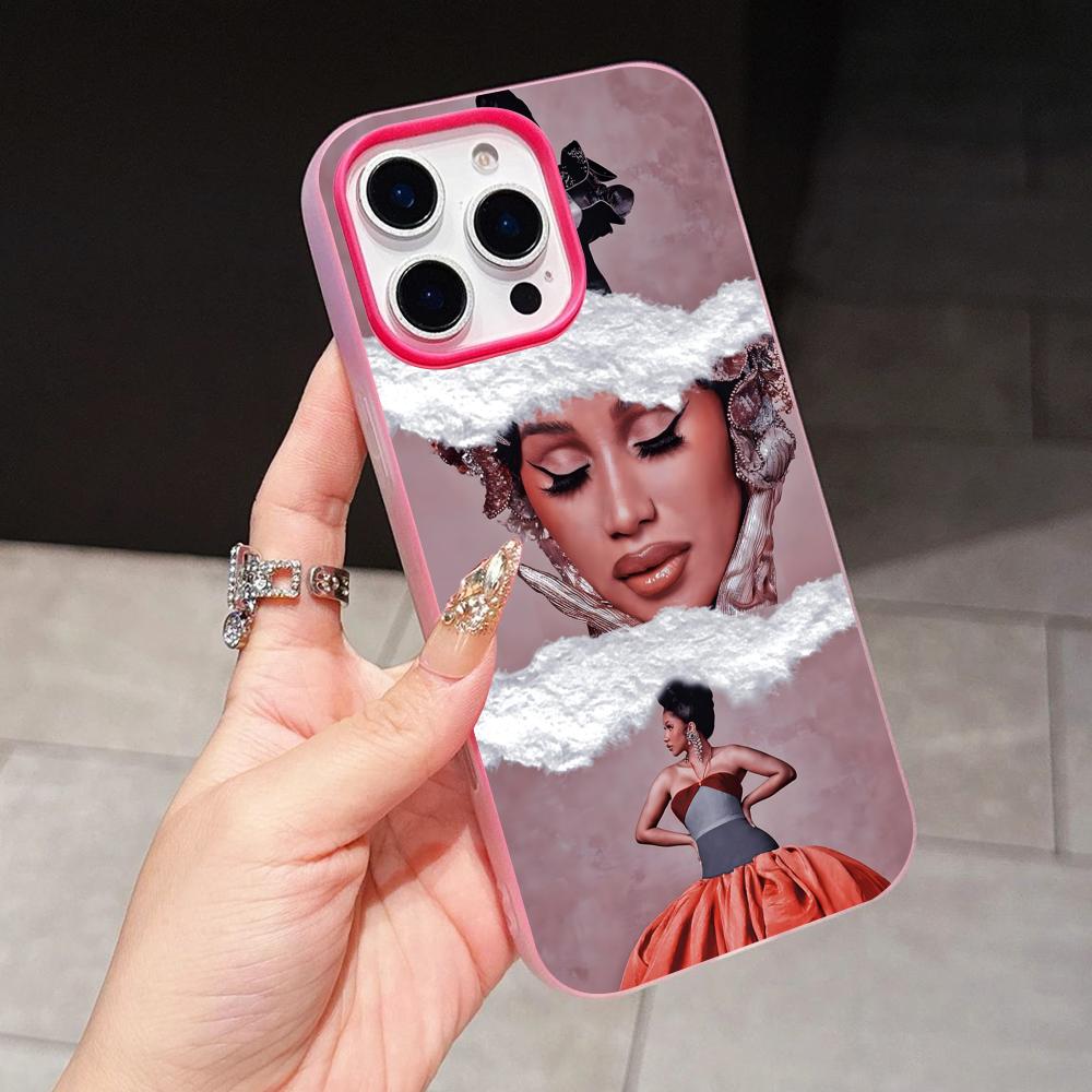 

Cardi B Jelly Double layer Rose Red Mobile Phone Case for iPhone 17 16 15 14 13 12 11 Air Pro Max Plus Protective iPhone 14 Pro