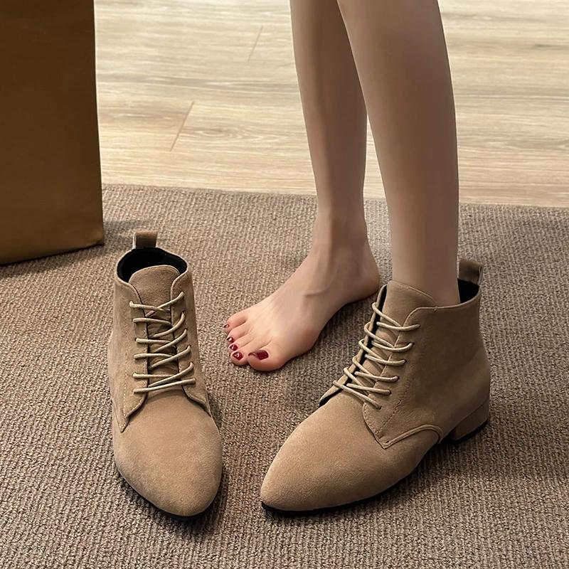 Fashion Women's Shoes On Sale 2024 High Quality Autumn Zipper Corduroy Lace Up Women's Boots Fashion Casual  Round Head  Modern Boots