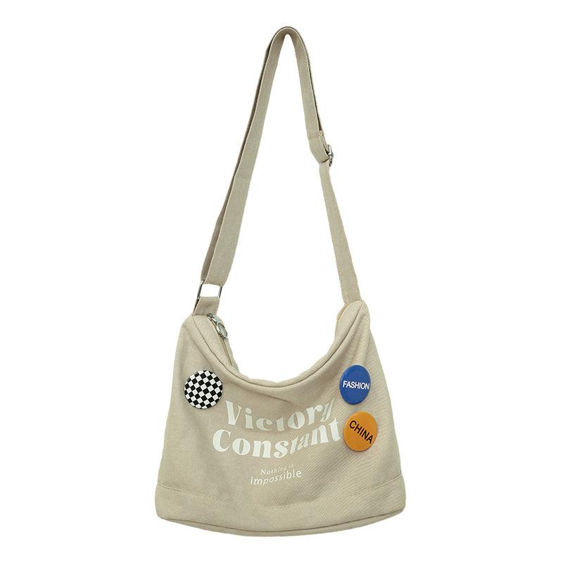 

Autumn and winter new pure cotton women s canvas single shoulder crossbody versatile bag letter daily commute casual white 33*14*26 хаки
