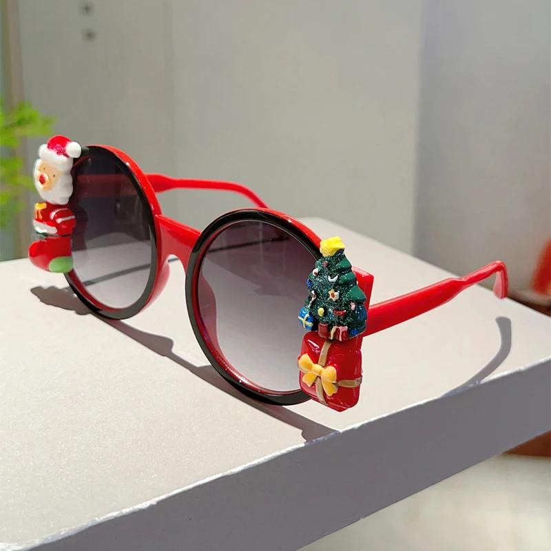 KAMMPT Large Round Sunglasses Stylish Cute Christmas Decorative Shades Trendy Gradient Original Festival Party Sun Eyeglasses