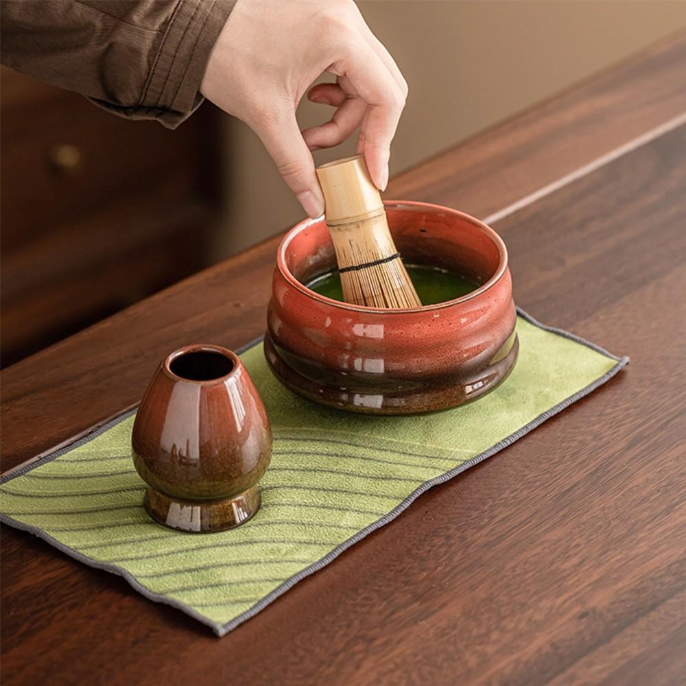 4PCS Ceramic Bamboo Japanese Matcha Tea Set Matcha Whisk Holder Reusable Matcha Whisk Set Matcha Bowl Matcha Making Kit