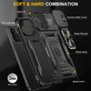 Armor Series For iPhone 16 Pro Case Slide Lens Lid PC+TPU Anti-drop Kickstand Phone Cover