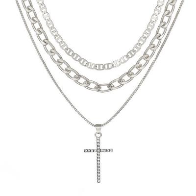 Cross Necklace Stackable Necklace Artificial Crystal Gift Luxury Women's Retro 3pcs/Set  Handmade