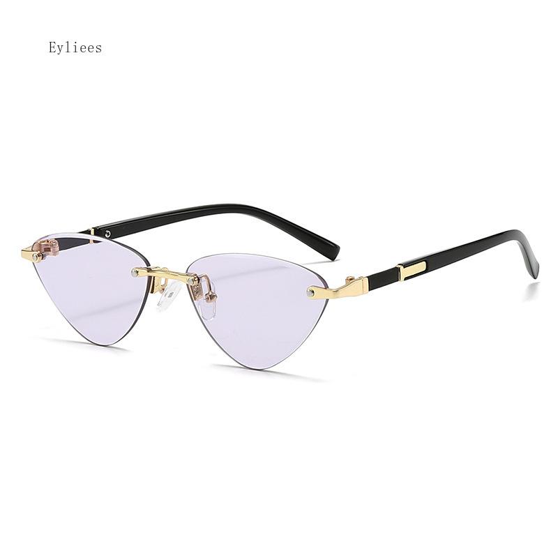 Vintage Triangle Sunglasses Women Rimless Clear Ocean Lens Gradient Fashion Cat Eye Sun Glasses for Men lentes de sol mujer