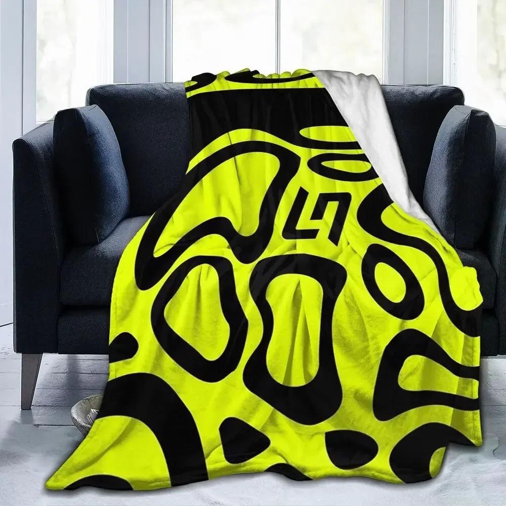 Abstract Art Neon Yellow & Black Pattern Blanket Cozy Soft Warm Flannel Throw Blanket for Sofa Bed Picnic Travel Home Decor