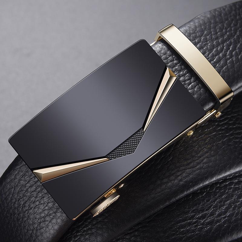 Pánský kožený opasek s automatickou sponou - Business casual opasek do pasu