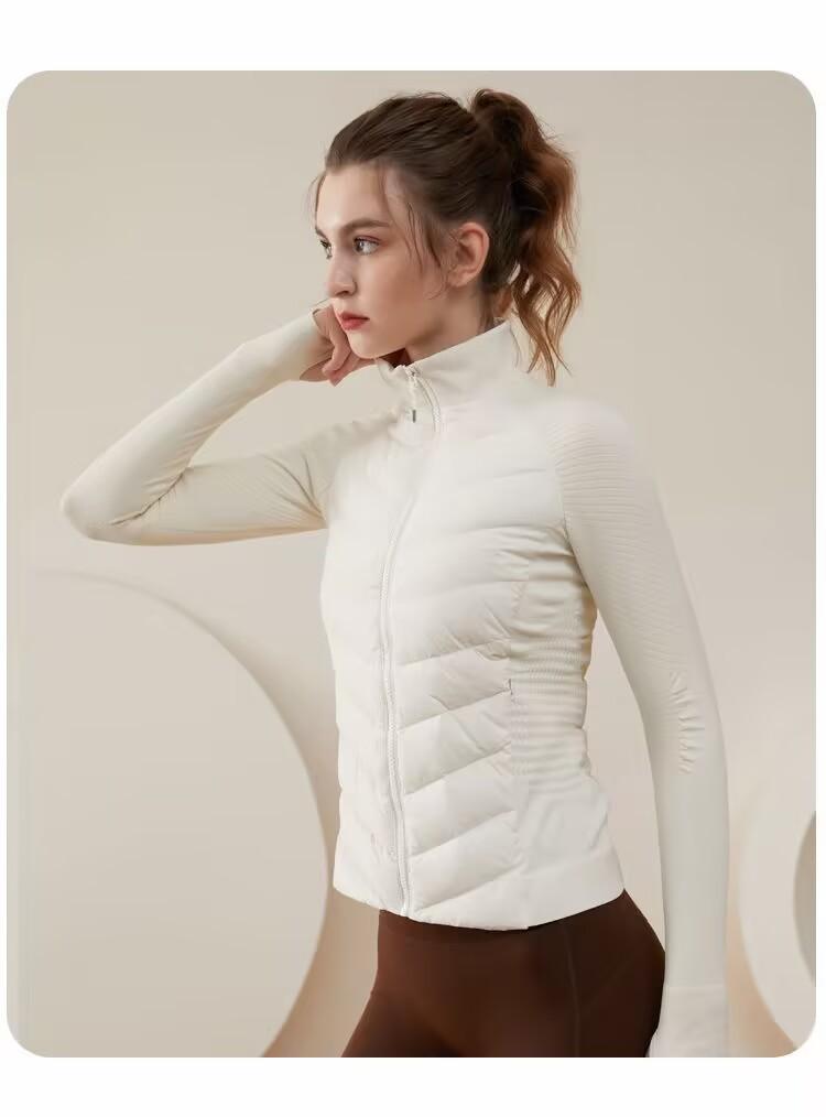 Outdoor sports yoga clothes, duck down jackets, women's short young thin slim-fitting backing liner, autumn and winter
