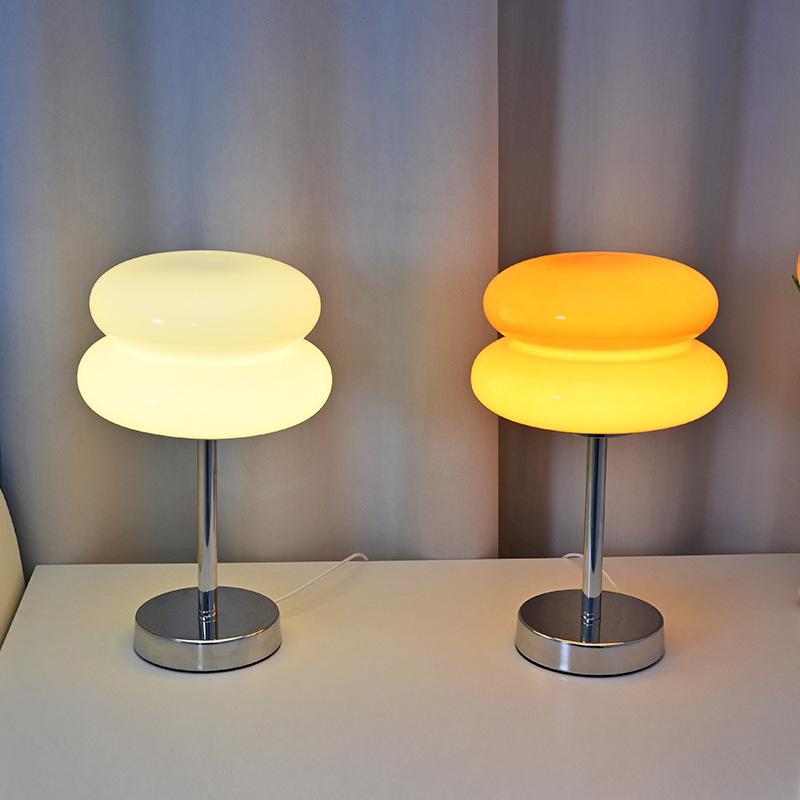 Lampada da tavolo in vetro Macaron, dimmerabile tricromatica, lampade per l'atmosfera del soggiorno, protezione degli occhi, luce notturna, decorazione per il comodino della camera da letto della ragazza