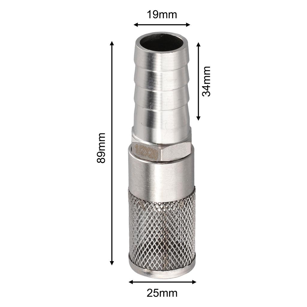 3/4 Inch (19-20mm) Stainless Steel Hose Barb Mesh Strainer For Fuel Gas Air Compressor And Pump Line Applications