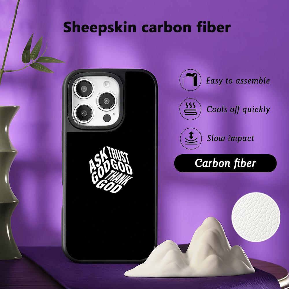 Gods Plan Cool Words Pattern Phone Case for iPhone 17 16 E 15 14 13 12 Pro Max Sheepskin Silver-edged Protective Case