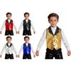 Sparkling Sequin Vest for Kids Contrast Lapel Collar Sleeveless Asymmetrical Hem Top for Stage Performance Dance Costume
