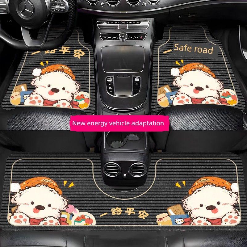 Cartoon Car Floor Mats, Decorative Mats, Non-Slip, Water-Absorbent, Festive Atmosphere Floor Mats, Can Be Cut, Simple New Year Car Mats