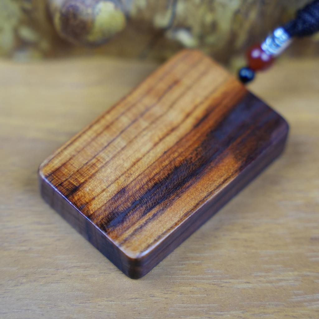 Hand-Carved Natural Peach Wood Lightning-Struck Pendant for Men and Women