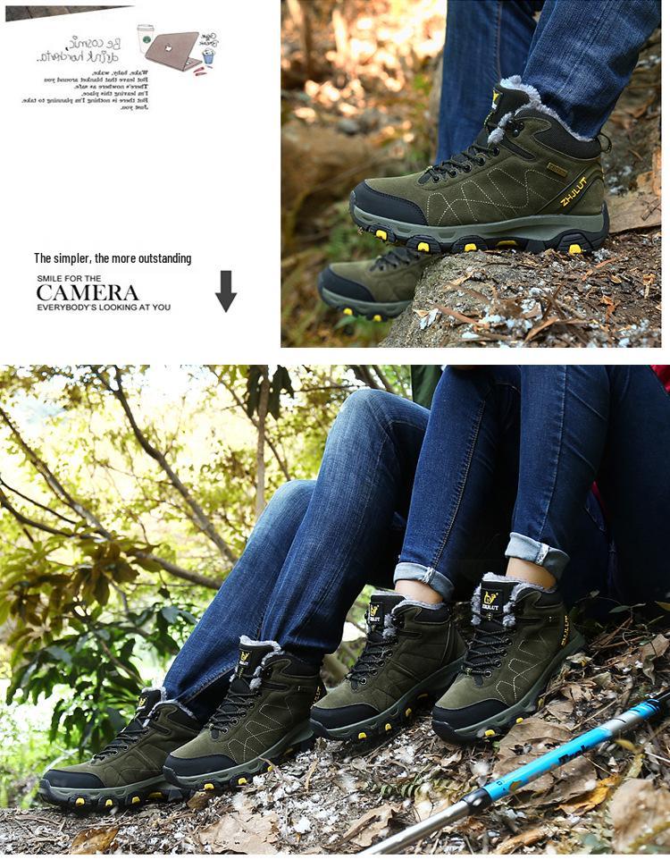 Qifeng Winter High-Top Mountaineering Shoes with Fleece Lining - Sizes 45, 46, 47