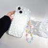 Clear Floral Leaf Chain Strap 3D Wave Case For IPhone 17 16 15 14 13 12 11 Pro Max 17 Pro 17 Air 16e 16 Plus 13 Mini Soft Cover