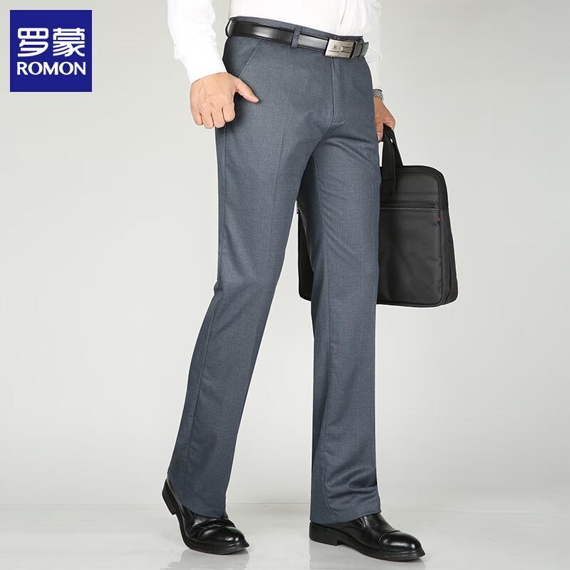 Romon Men's Business Casual Straight Fit Elastic Pants