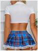 European & American Sexy Lingerie: Plaid Mini Skirt Role-Play Set