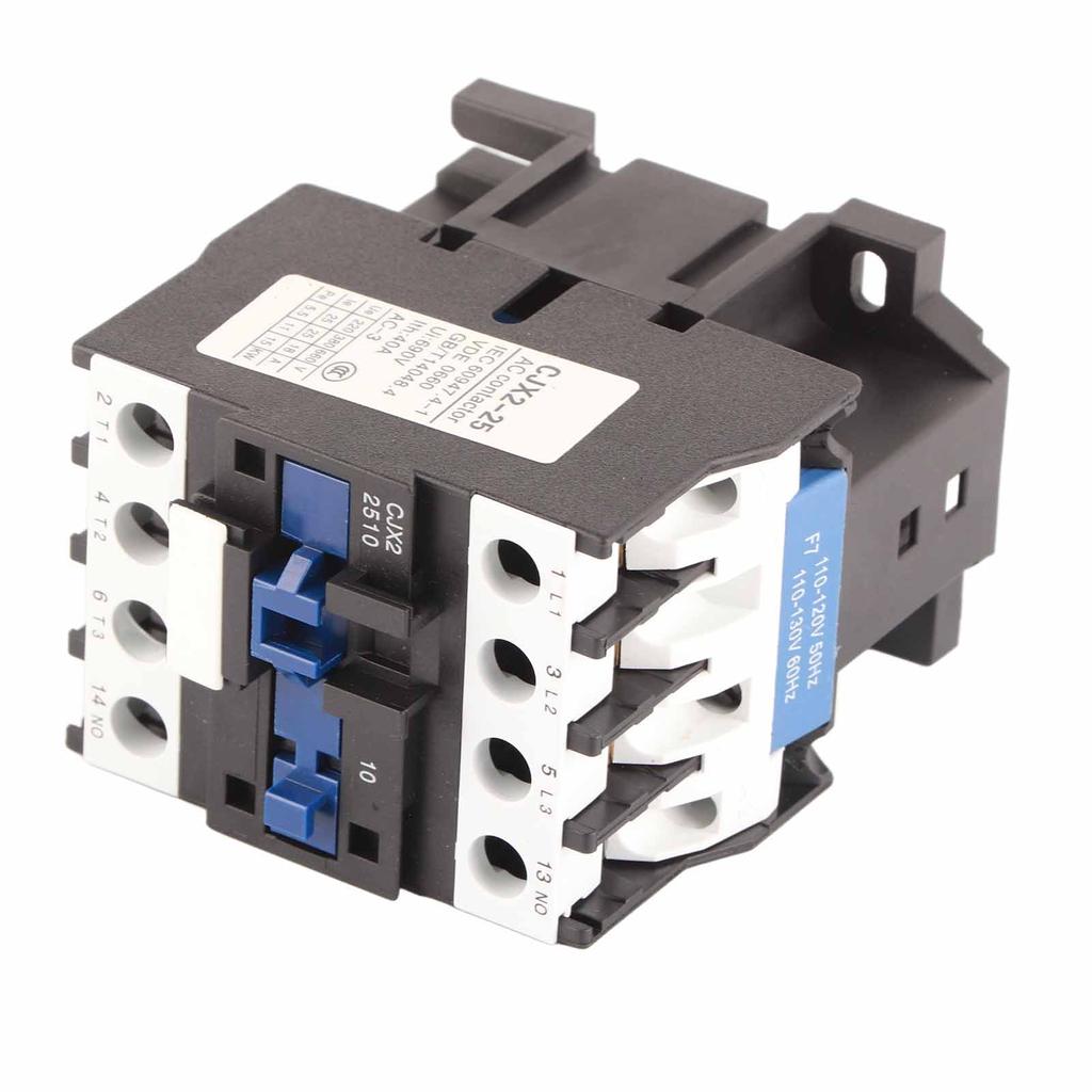 AC110V Contactor 3 Poles Normally Open Contactor Silver Contact DIN Rail Mounting CJX2 2510