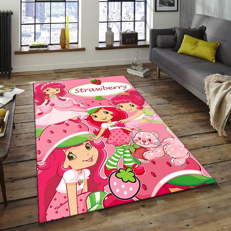 1pc Strawberry Princess4 Design Area Rug - Non-Slip, Soft & Cozy Floor Mat for Living Room, Bedroom, Office - Indoor/Outdoor Decorative Carpet