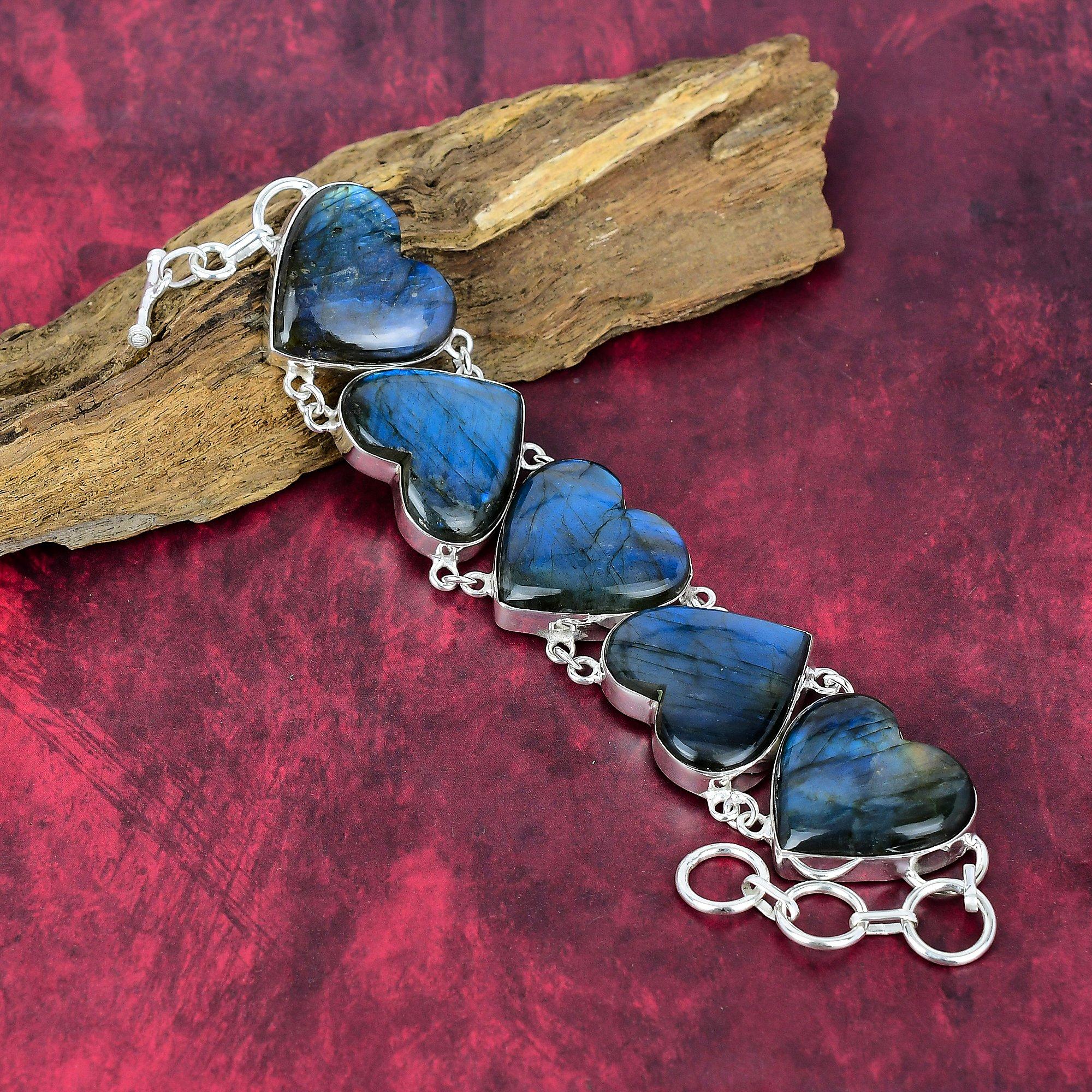 

Labradorite Bracelet, 925 Solid Sterling Silver Gemstone Jewelry, Handmade Bracelet Gift For love синий