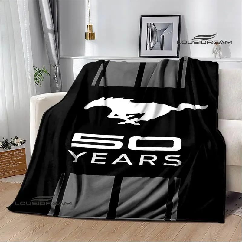 Mustang Car Logo Printed Blanket Flannel Blanket Warm Blanket Blankets for Beds Rainbow Blanket Picnic Blanket Birthday Present