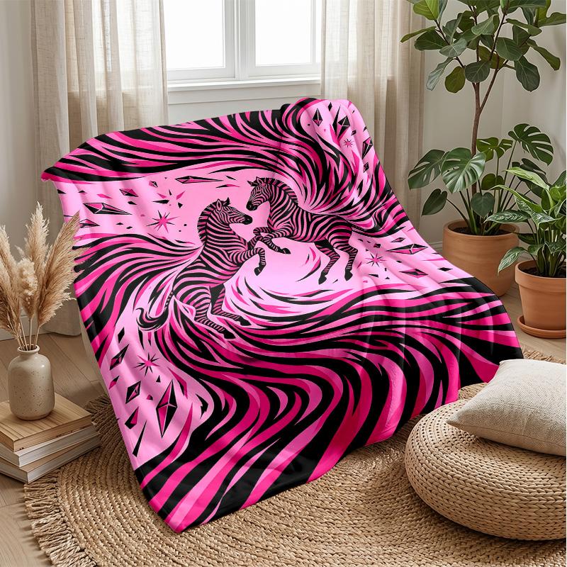 Pink Roses on Leopard Print 2 Theme blanket Lightweight Warm Flannel Blanket Decorative Throw Blanket for Home Decoration