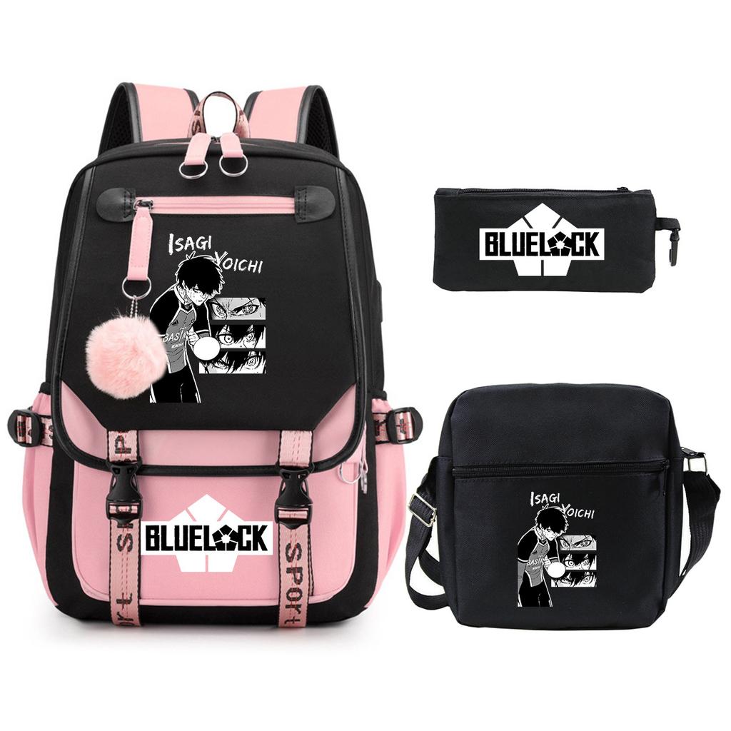 Trend Campus Primary And Secondary School Students Schoolbag Blue Prison Periphery Animation Backpack Pencil Bag