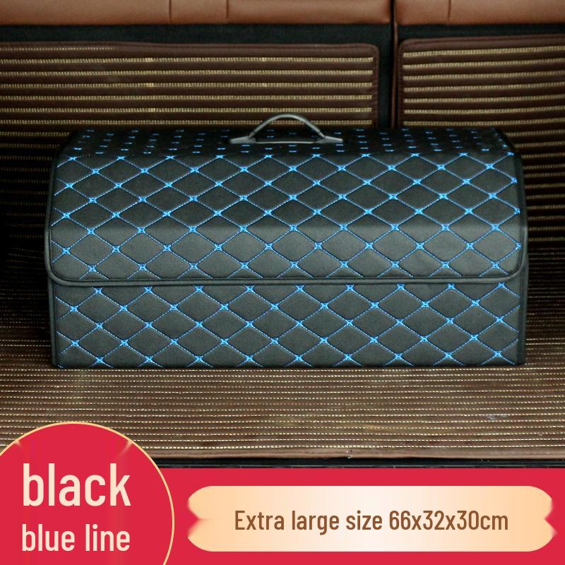 Trunk Storage Box: Multifunctional Folding Car Organizer with Logo-Printed Leather