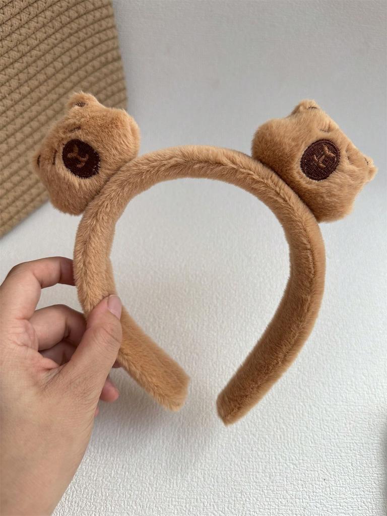 2-4pcs New Cartoon Capybara Hair Accessories Hair Bands Women Plush Animal Headband Face Wash Wristband Set Halloween