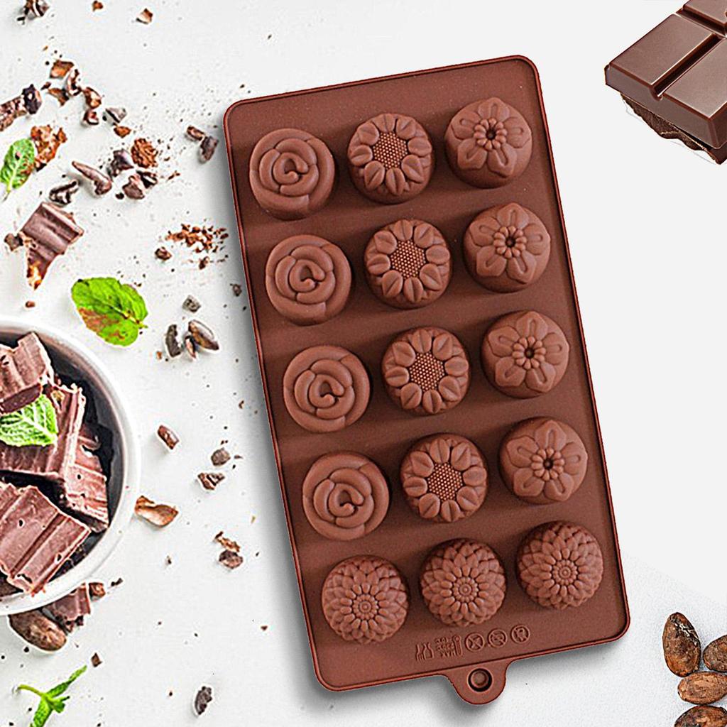 1pc Chocolate Flower Molds Reusable Silicone Cake Chocolate Candy Fondant Mold Durable Candy Mould for Baker Ice Butter