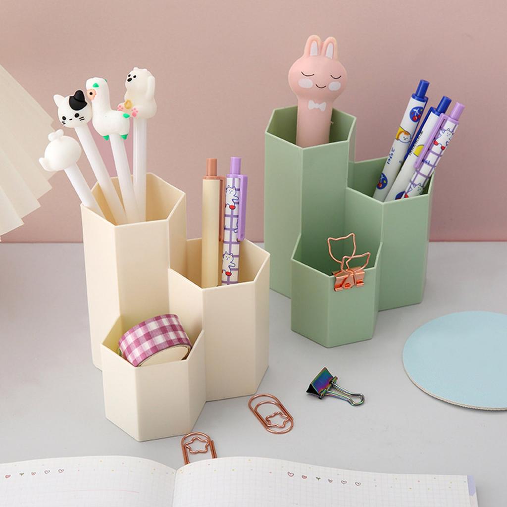 Simple Frosted Honeycomb Pen Holder Large Capacity Multi-Functional Desk Stationery Storage Box Office Accessories Table Decor