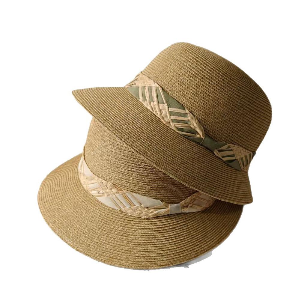 Contrasting color straw fashion bucket hat women's spring summer vacation sunscreen visor temperament elegant new basin hat