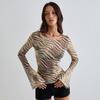 Women S Loose Fit Animal Print Long Sleeve Sexy T Shirt
