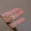 European and American Minimalist Single Row Crystal Zircon Stud Earrings for Women Geometric E Shape Vintage Jewelry
