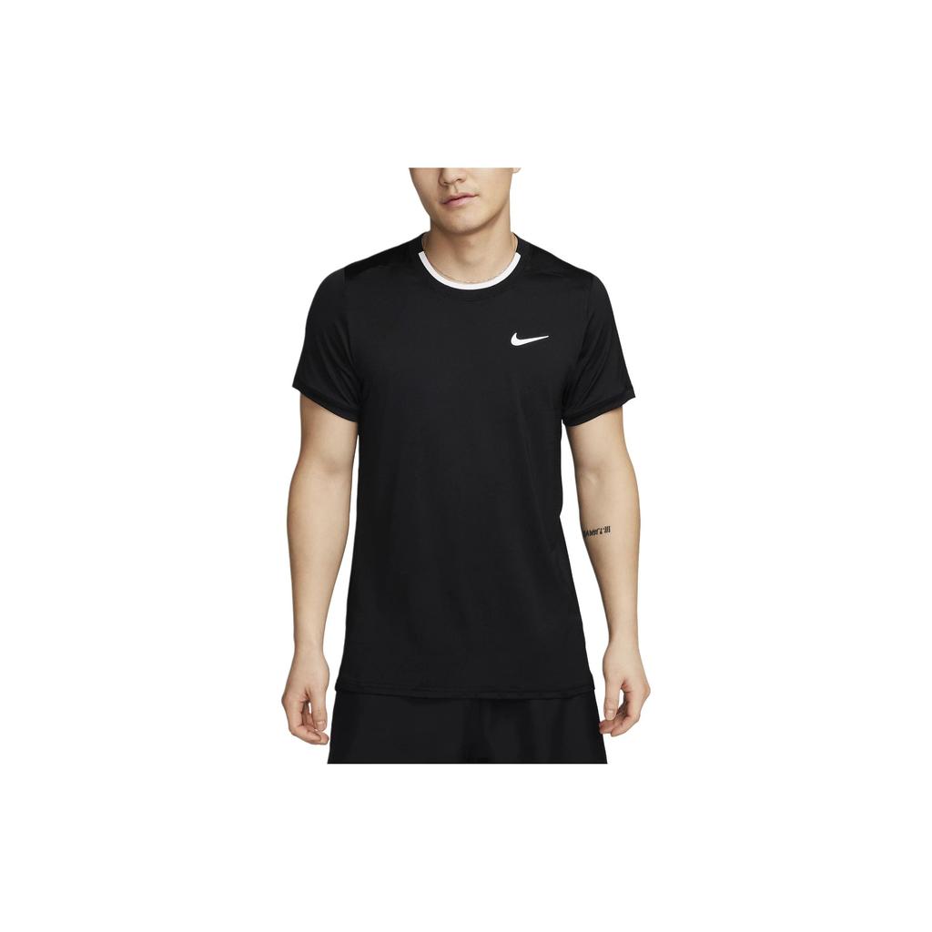 Nike Court Advantage Solid Crew Neck Casual Short Sleeve T-Shirt Men Tops Black FD5321-011