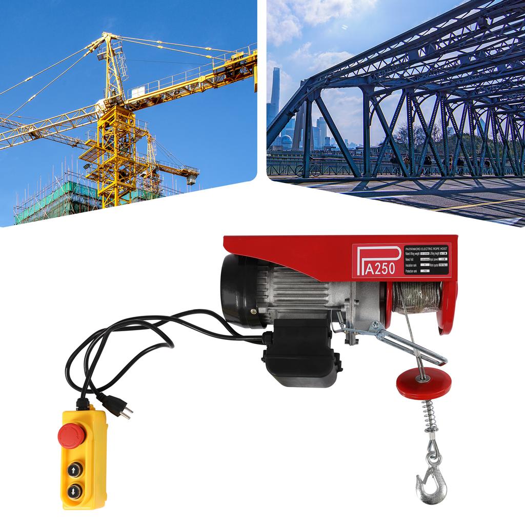 Electric Hoist, 551lbs Electric Winch, Electric Lift, 110V Electric Hoist with Remote Control & Single/Double Slings for Lifting