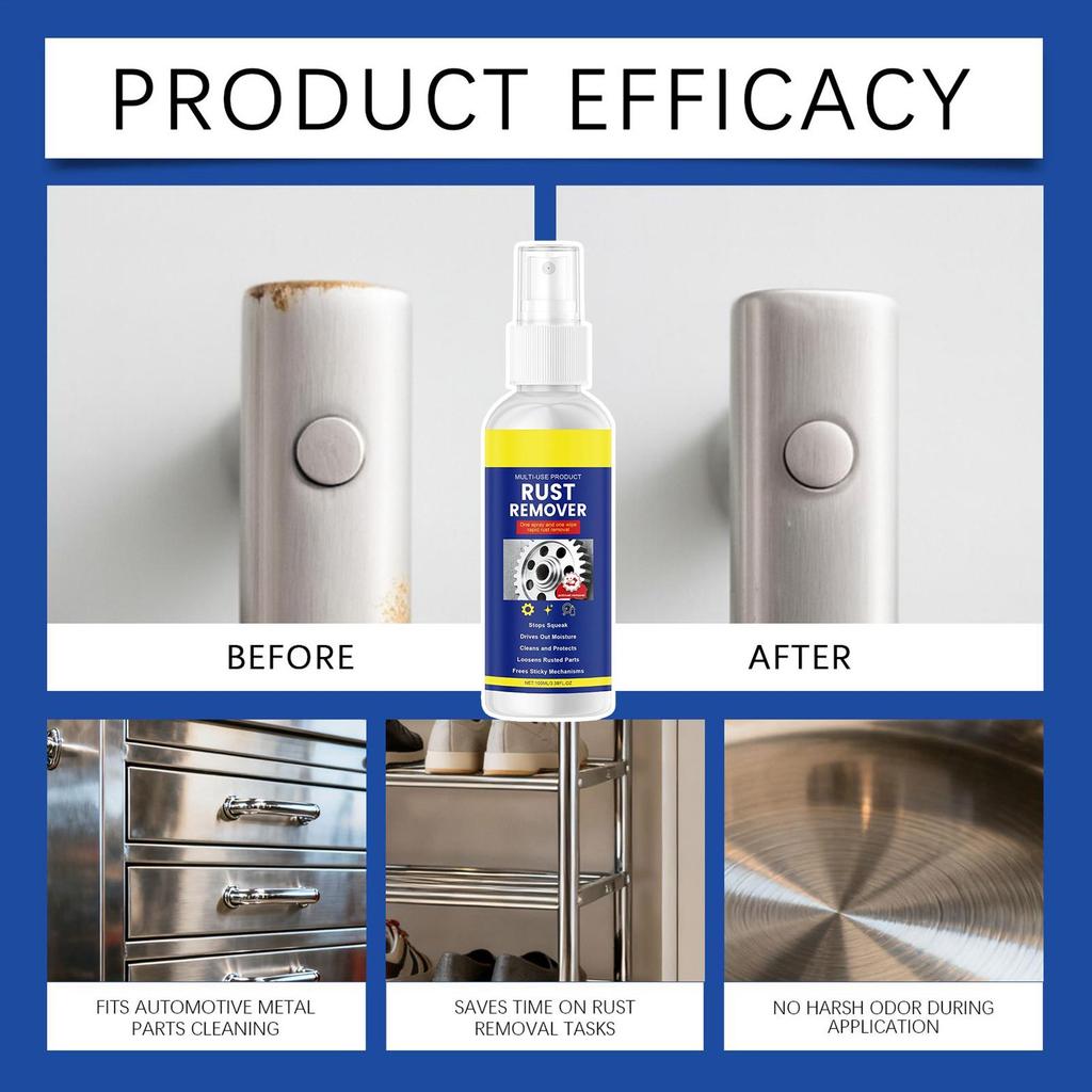 Rust Stain Remover Spray 100ml All-Purpose Rust Remover Spray Metal Iron Prowder Stain Removal Agent for Home Kitchen Clean