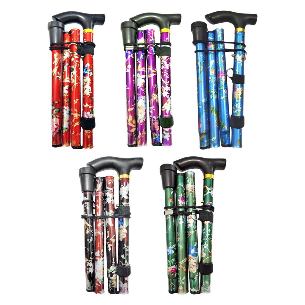 Portable Foldable Cane Lightweight Collapsible Hand Walking Stick Camping