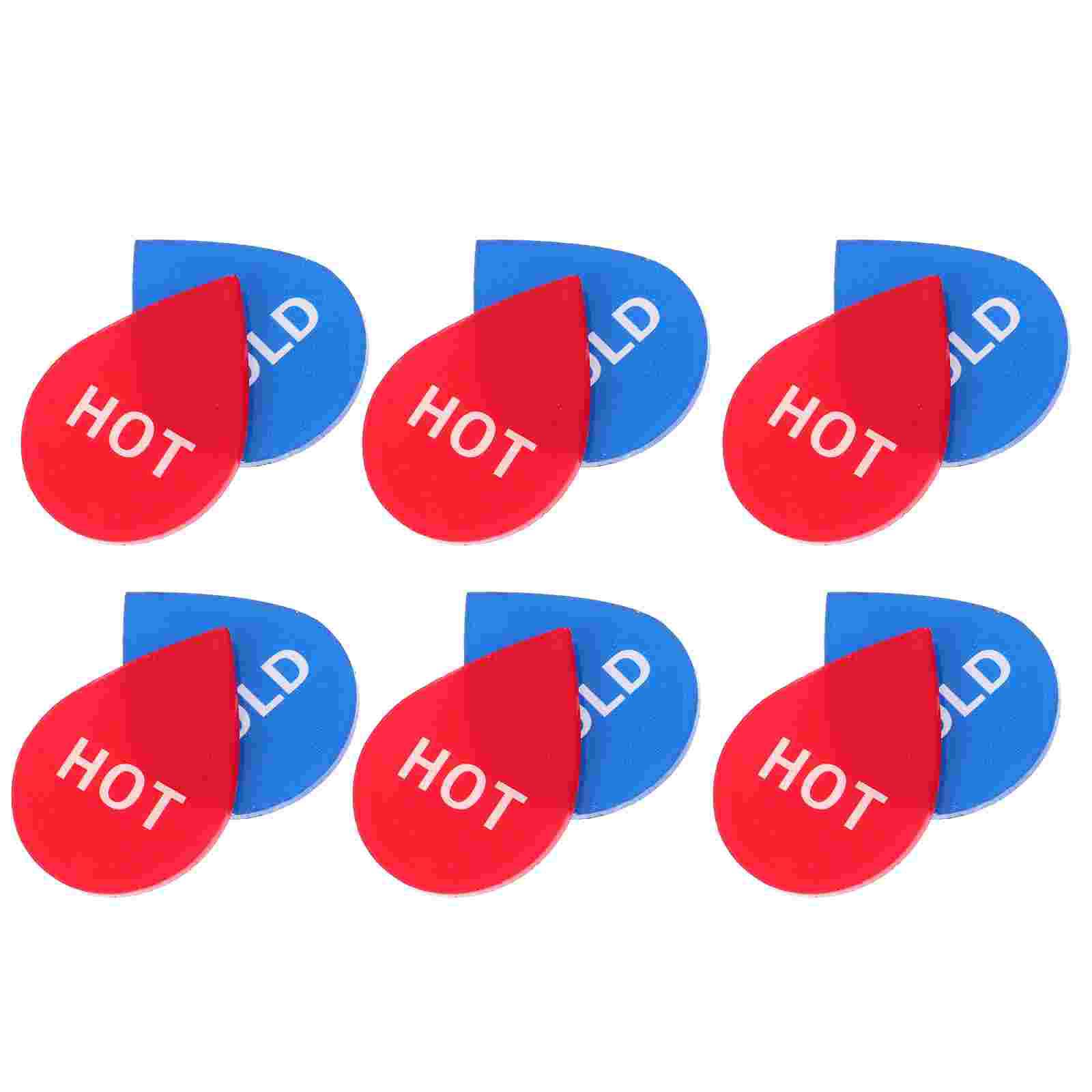 6 Pairs Hot and Cold Water Signs Bathroom Kitchen Waterproof Self-adhesive Stickers The Transfer