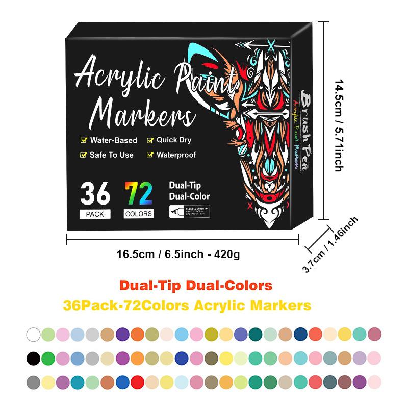 72 Color Nail Art Pens, 0.5 MM Nail Polish Pens Set Drawing Painting Point Liner Acrylic Painted Pen Kit, Waterproof Quick-drying Nail for DIY Gift