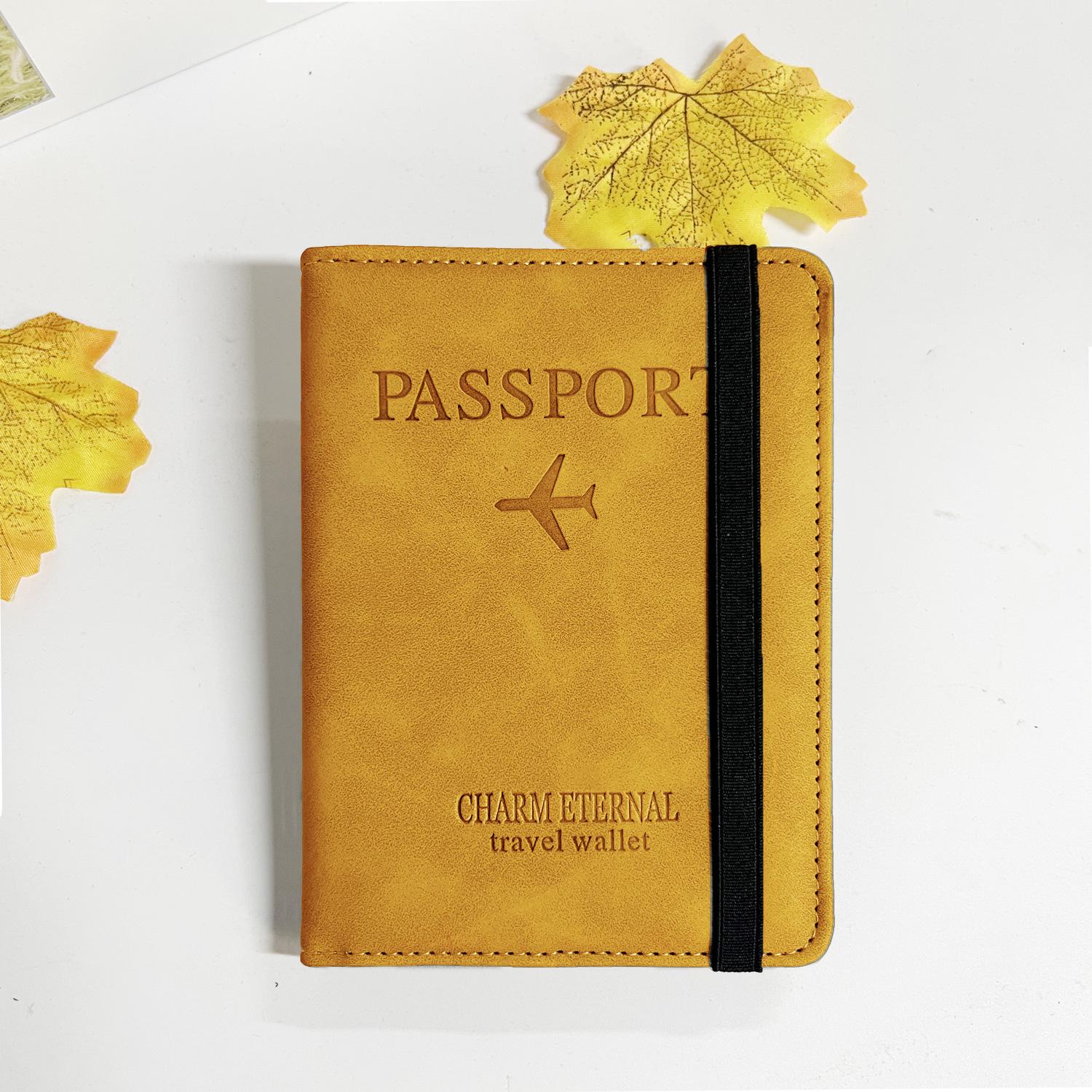 

Держатель для паспорта и карт из искусственной кожи с технологией RFID для трансграничного использования - многофункциональный кошелек для удостоверения личности для путешествий жёлтый/оранжевый