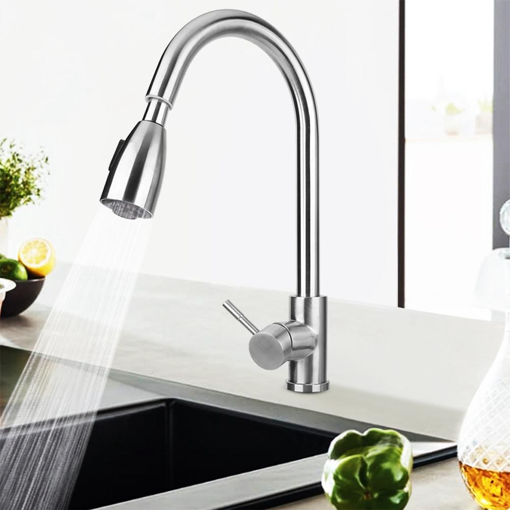 G1/2in Edelstahl Pull out Kitchen Sink Wasserhahn Kaltes Warmwasser Wasserhahn Küchenzubehör