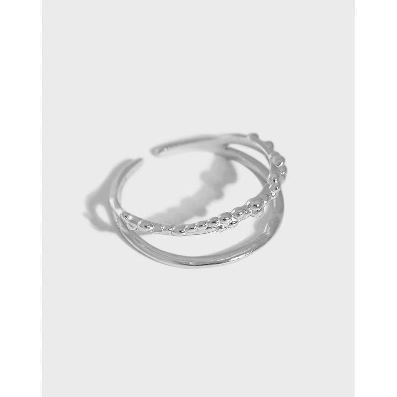 

Silver Plated Irregular Vine Shape Double Layer Stackable Couple Ring